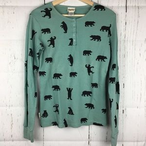 Hatley Teal Waffle Long Sleeve Thermal Top Sz M